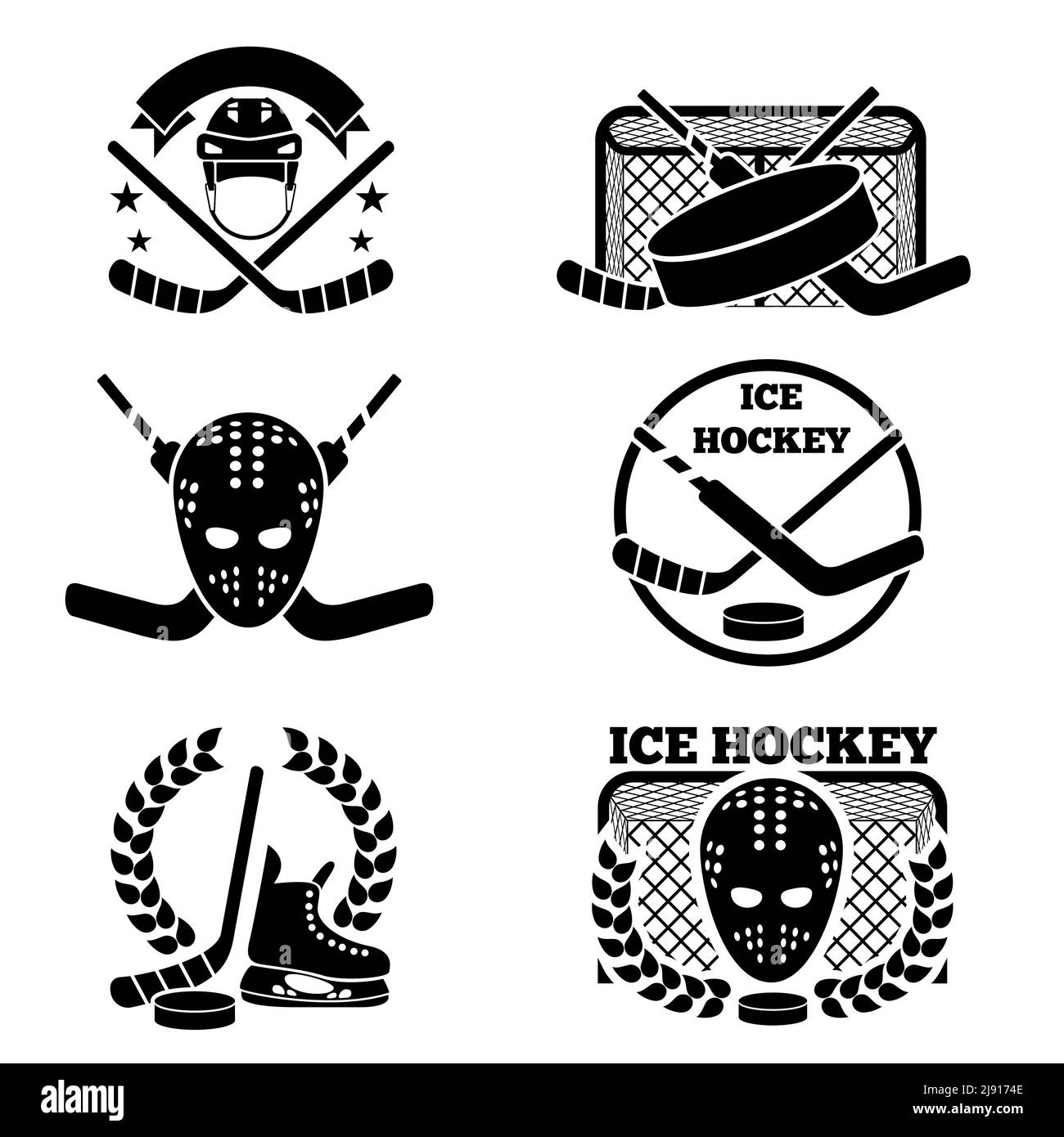 Eishockey-Emblem und Logo-Set. Sport und Spiel, Team-Emblem, Vektor-Illustration Stock Vektor