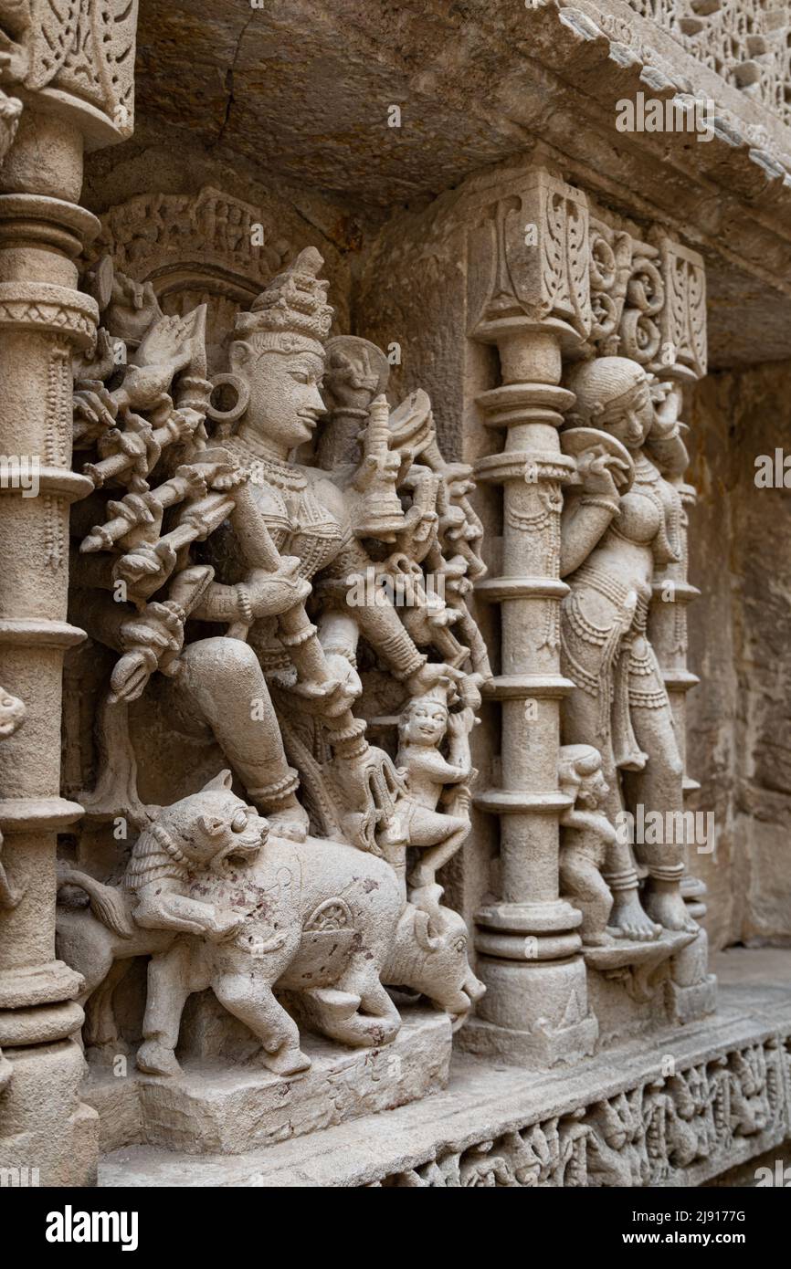 Steinschnitzereien bei Rani KI vav, Patan, Gujarat Stockfoto Steinschnitzereien bei Rani KI vav, Patan, Gujarat Stockfoto