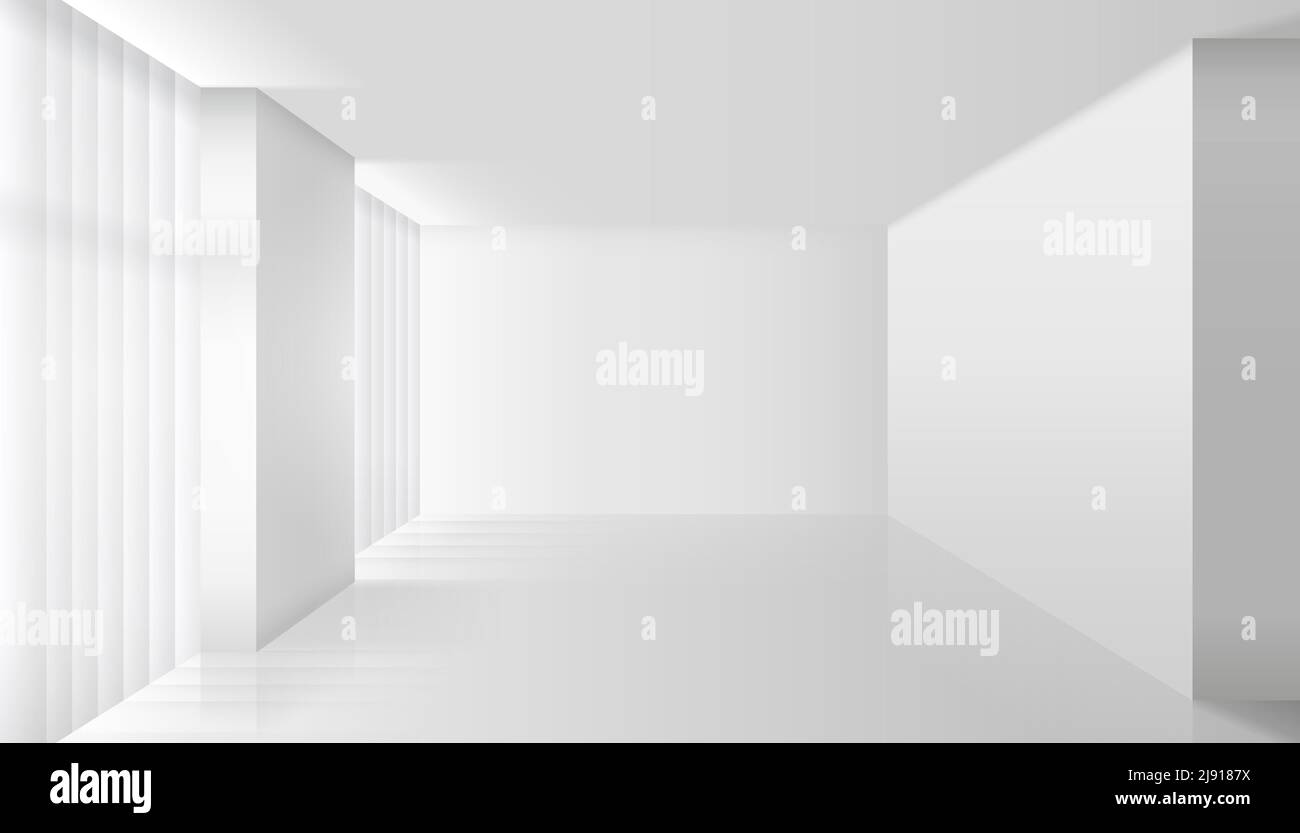 Leerer Vektor weiß Innenraum. Wand Zimmer und Boden, klare Wohnung, Design und Minimalismus-Stil Stock Vektor