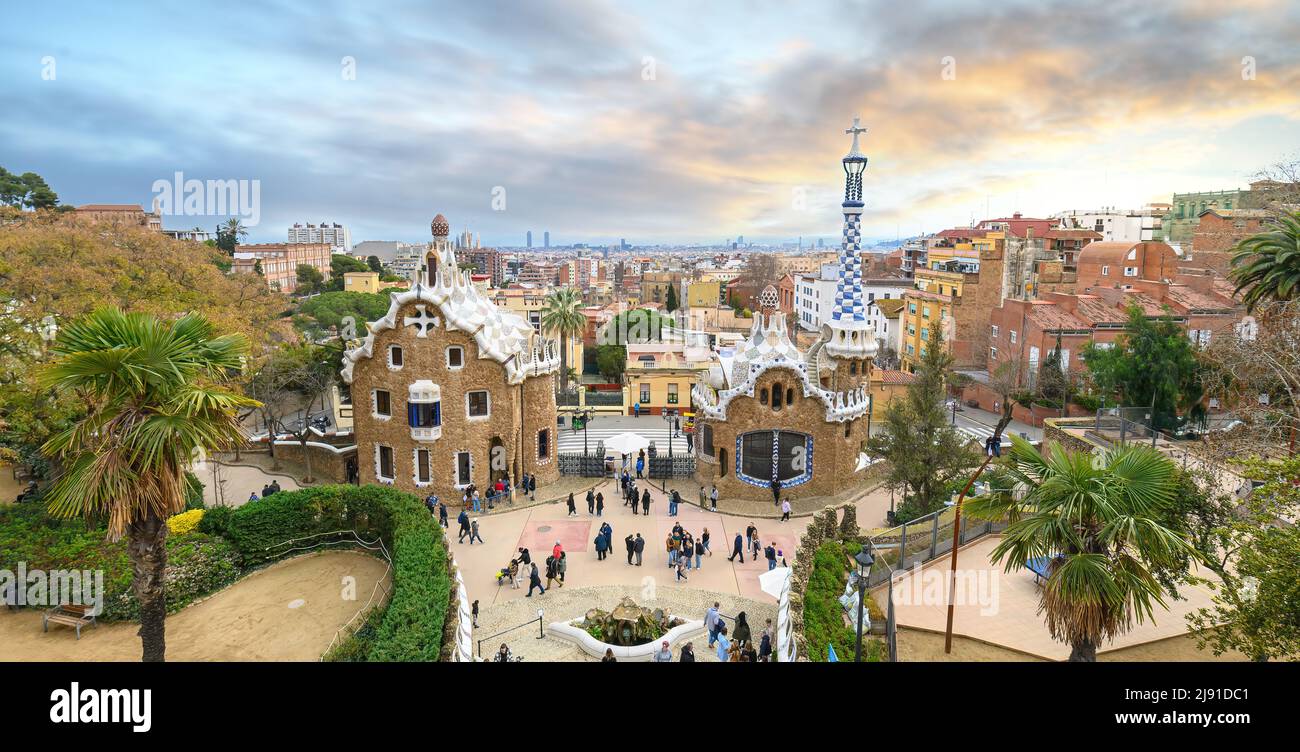 Park Güell von Antoni Gaudi in Barcelona, Spanien. Stockfoto