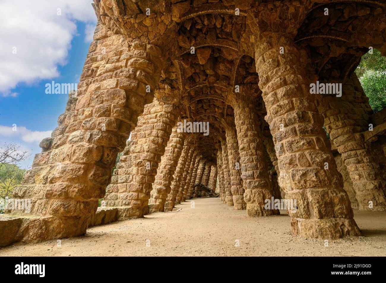 Park Güell von Antoni Gaudi in Barcelona, Spanien. Stockfoto