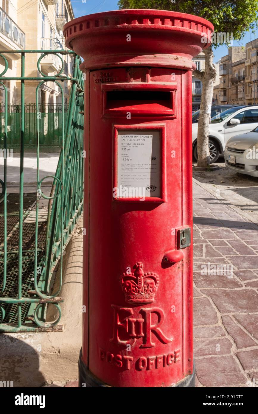 Red Post Box, Senglea (L'Isla), die drei Städte, Malta Stockfoto