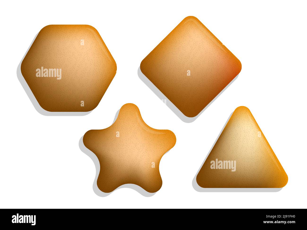 Einfache geometrische Formen in Form von Karamell-Bonbons. Elemente für Dekor und Dekoration. Realistischer 3D-Vektor isoliert auf weißem Hintergrund Stock Vektor