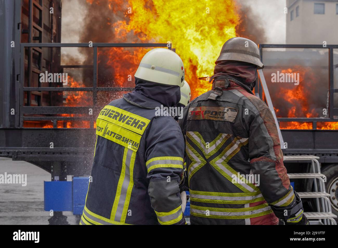 Deutscher Feuerwehrmann Stockfoto