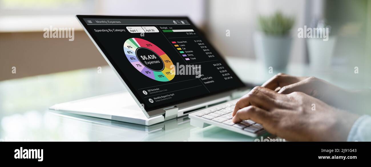Computer-App Für Geld-, Budget- Und Spesenverfolgung Stockfoto