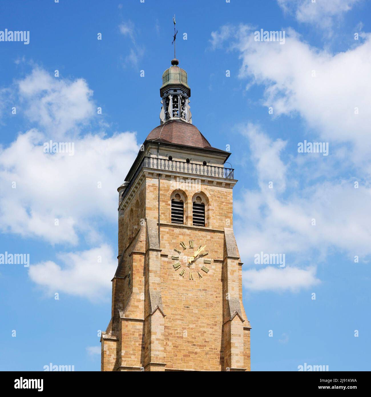 Berühmter Glockenturm in Arbois, Frankreich, Europa. Stockfoto