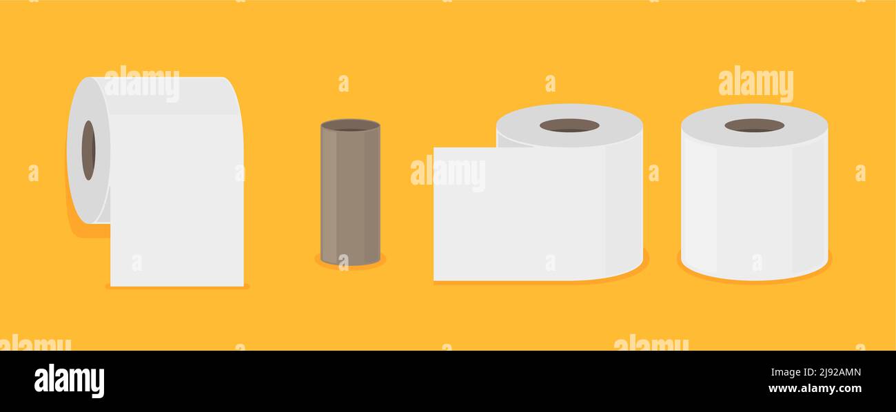 Symbol für Toilettenpapierrollen-Spülung. Vector Toilettenpapier Tissueisoliertes Handtuch Flachband Stock Vektor
