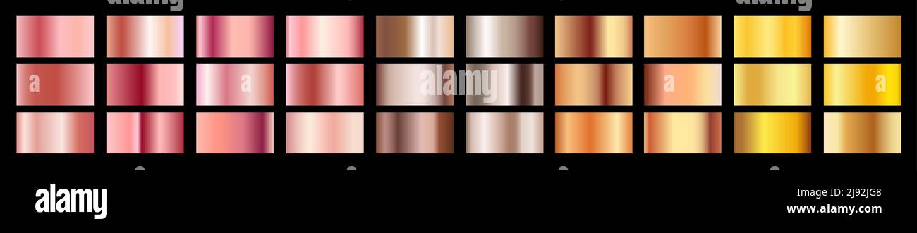 Gold Gradient Vektor Metall-Effekt-Design. Roségold Textur rosa Luxus Element Vorlage Stock Vektor
