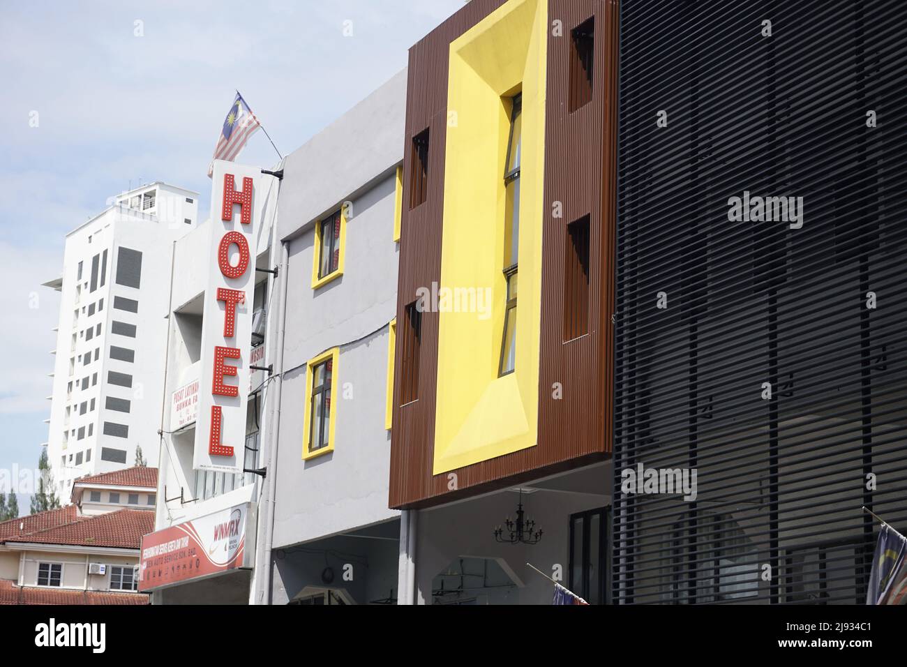 Schild für preisgünstige Hotels in Kuala Lumpur, Malaysia Stockfoto