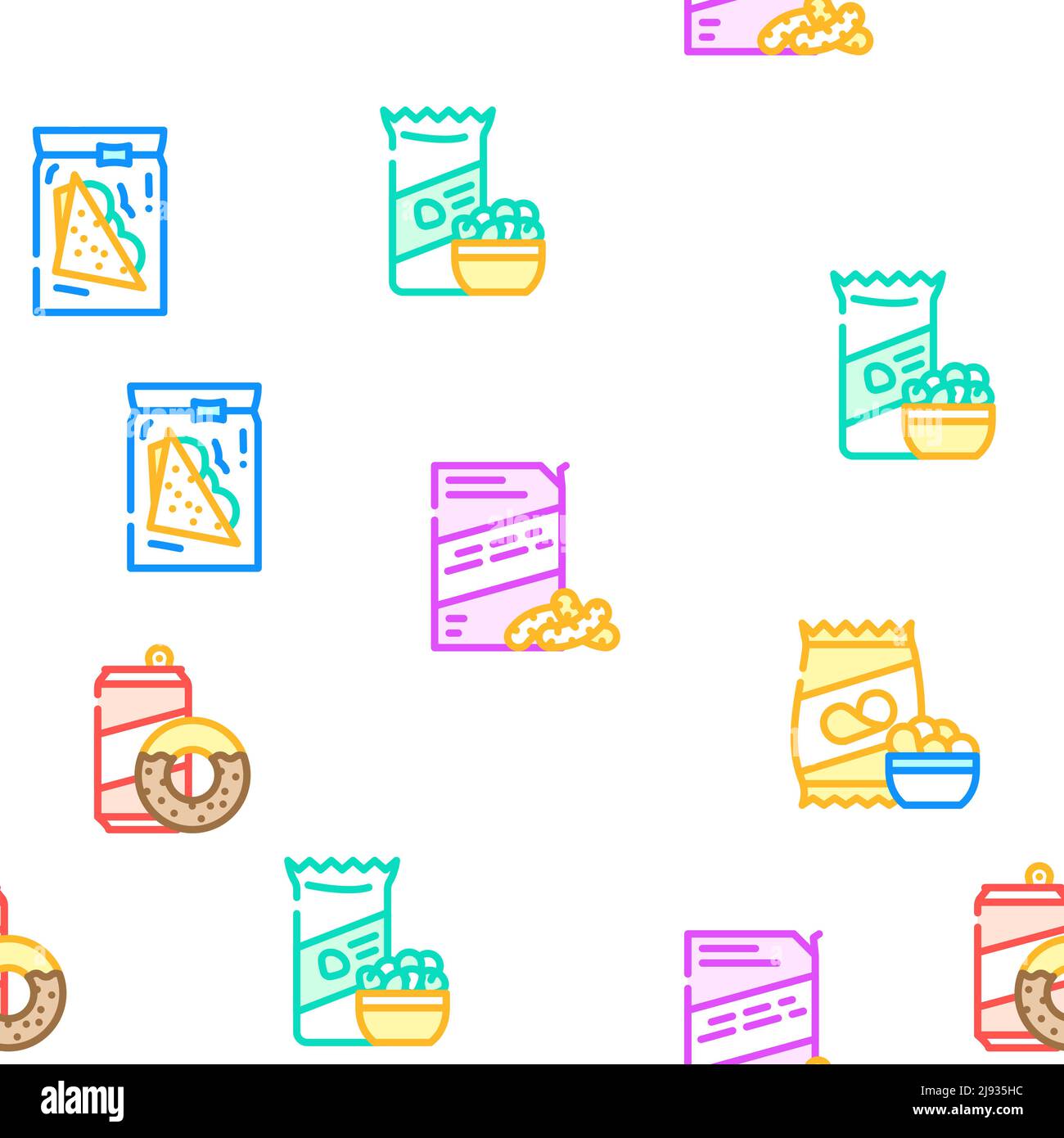 Snacks Essen Und Trinken Vektor Nahtloses Muster Stock Vektor