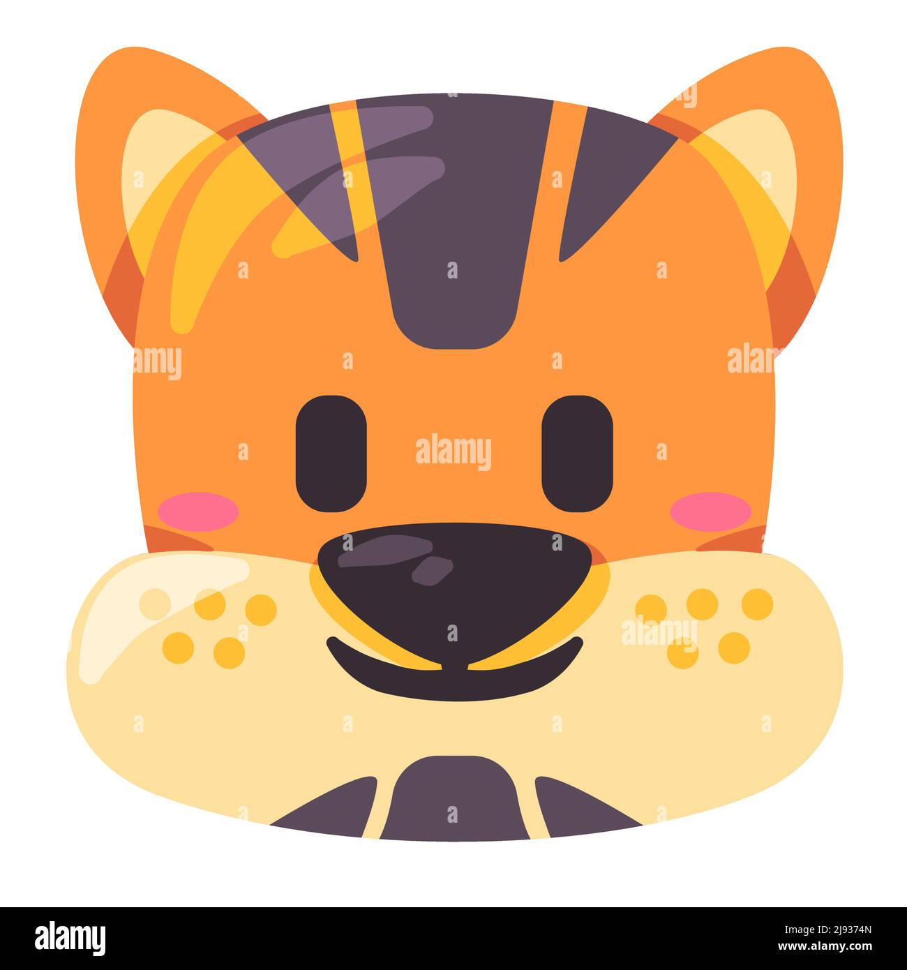 Tiger Gesicht Maske Illustration Lächeln Kopf wild Tier Lächeln und Form Design Cartoon Wohnung Kinder Zeichnung Stock Vektor