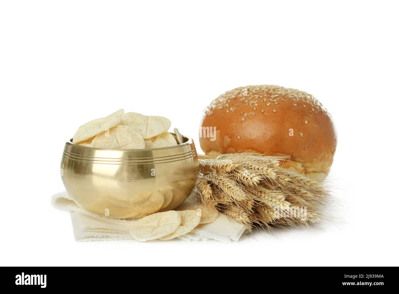 Konzept der Eucharistie, isoliert auf weißem Hintergrund Stockfoto
