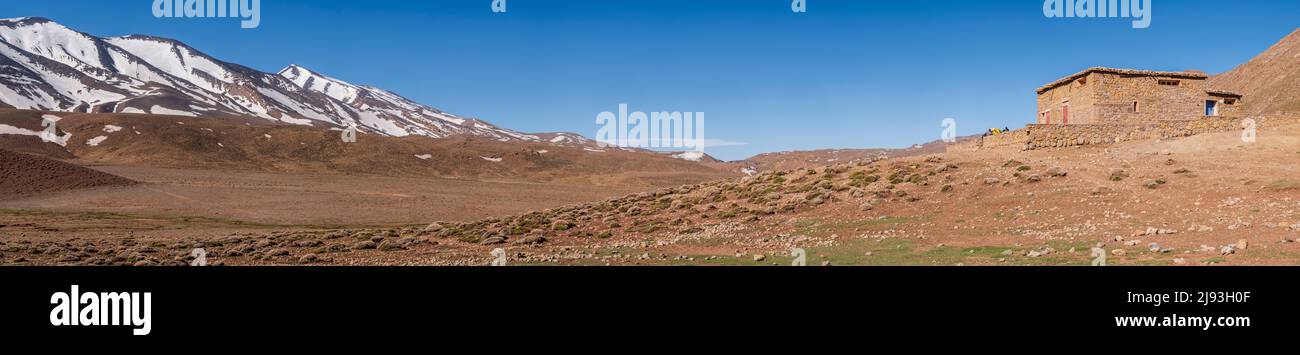 Tarkeddit Mountain Refuge, Ighil M'Goun Trek, Atlas Mountain Range, marokko, afrika Stockfoto