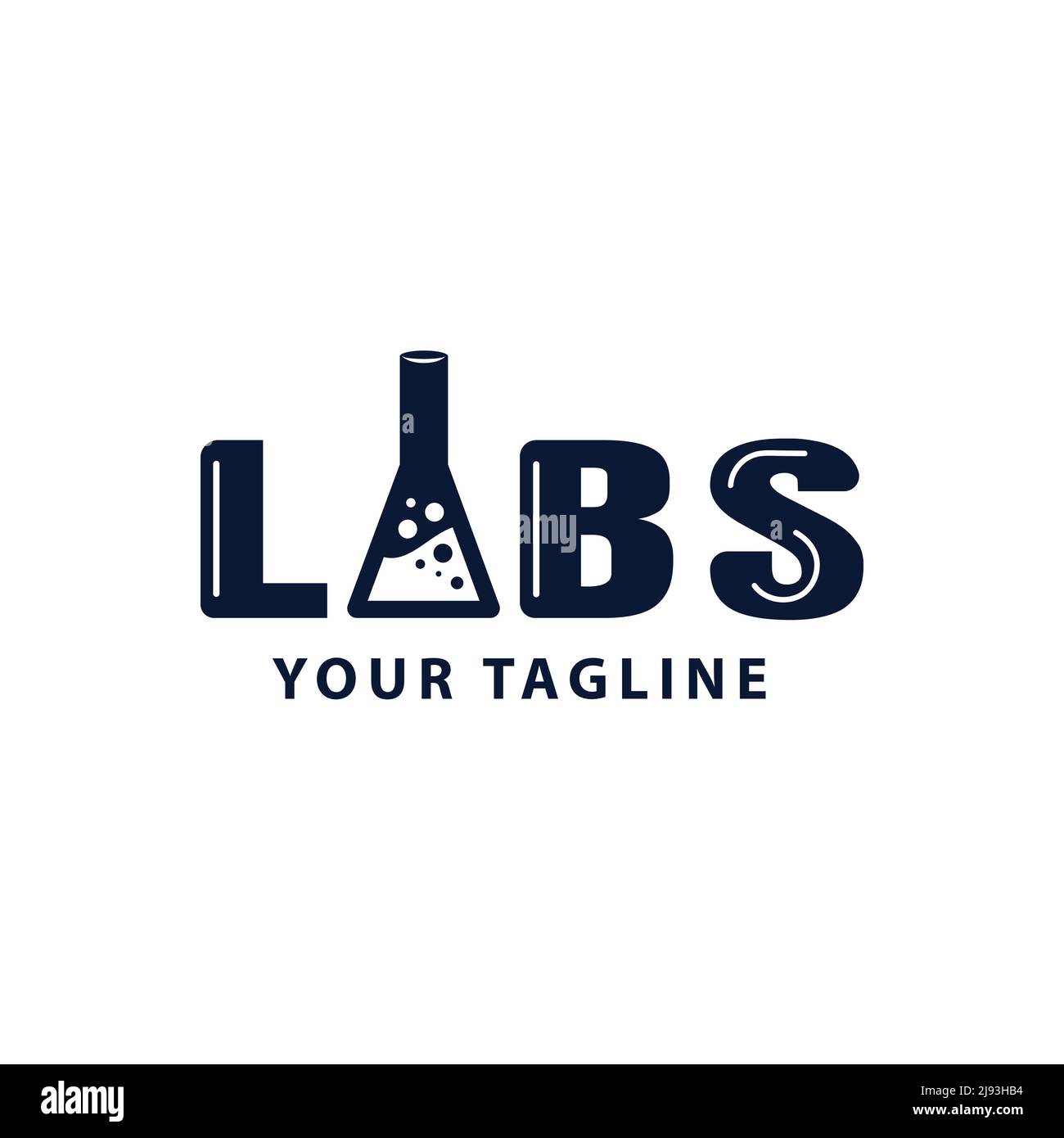 Logo im Wortzeichenstil im Labordesign, chemische Flasche im Buchstaben A Stock Vektor