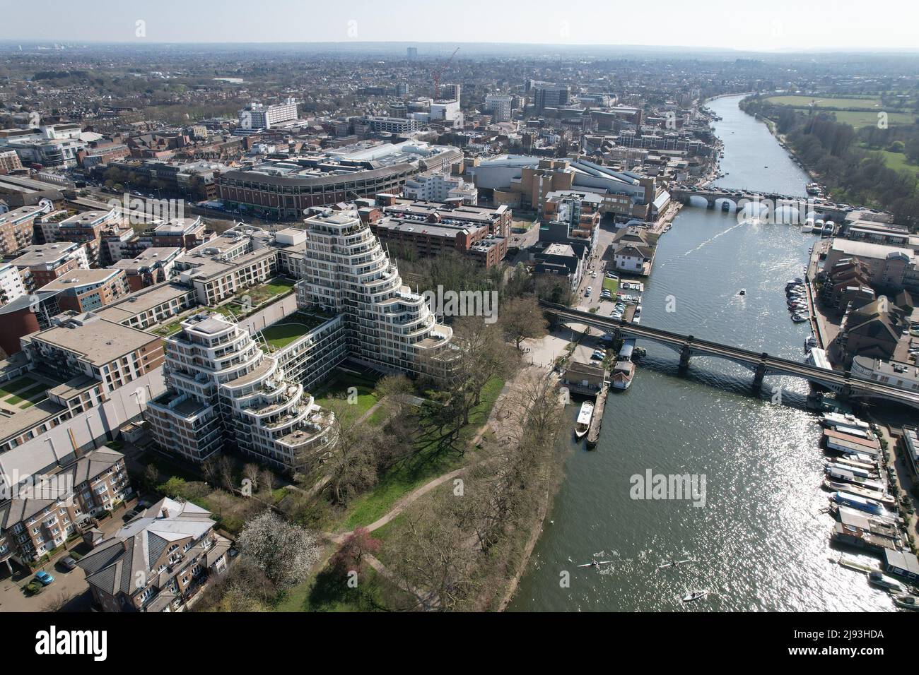 Kingston upon Thames UK Drohne Luftaufnahme Stockfoto