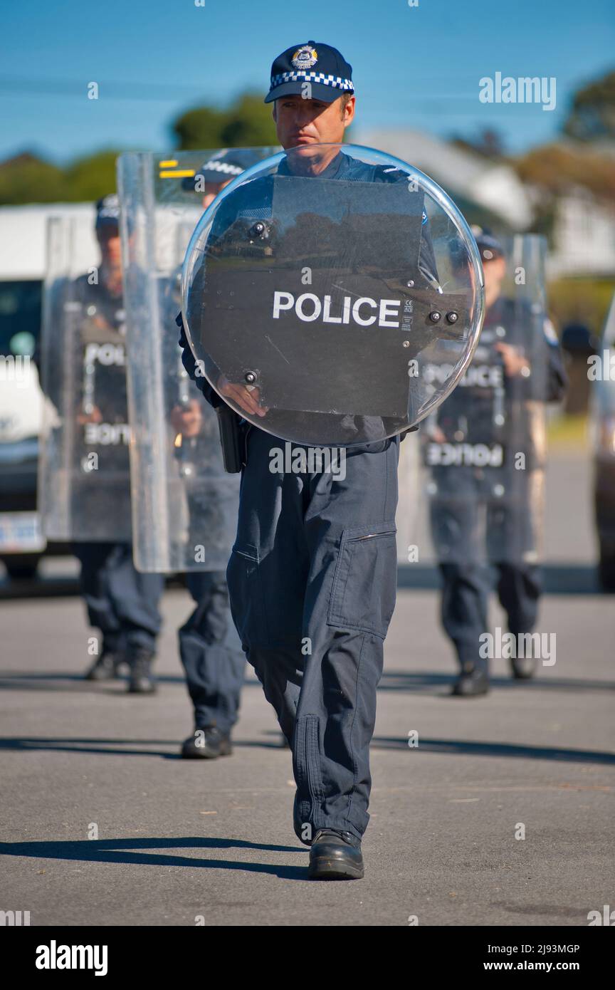 WESTERN Australia Polizei Krawalle Ausbildung in Aktion. Stockfoto