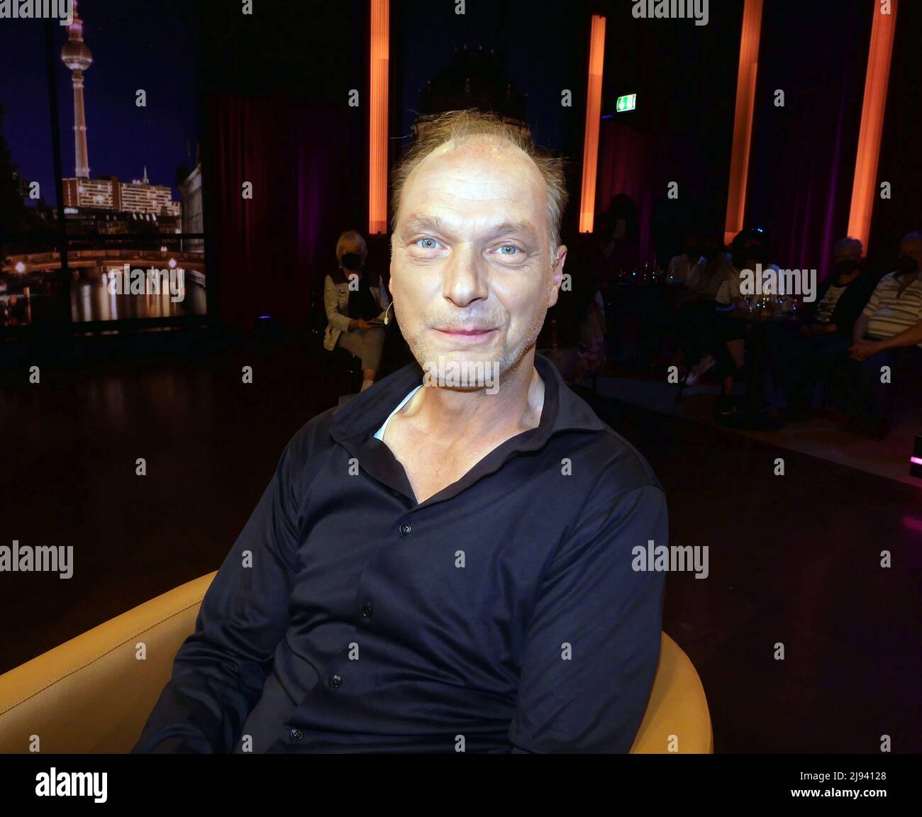 Berlin, Deutschland. 13.. Mai 2022. Schauspieler Martin Brambach, aufgenommen während der Talkshow 'Riverboat Berlin' im Studio des RBB in Berlin-Charlottenburg. Quelle: XAMAX/dpa/Alamy Live News Stockfoto