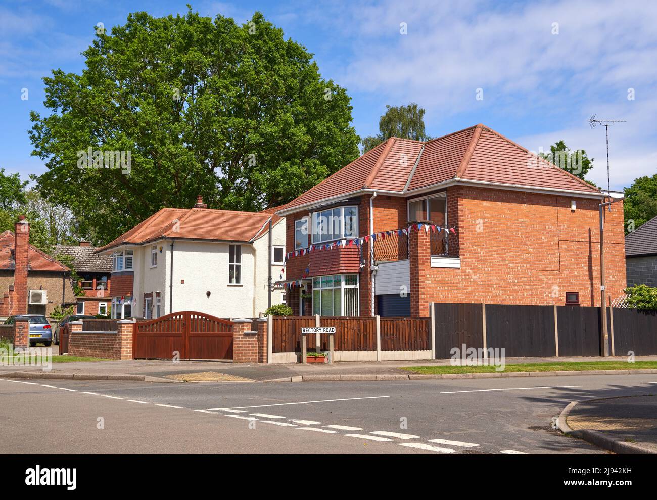 Großes freistehendes Eckhaus in Breaston, Derbyshire, Großbritannien Stockfoto