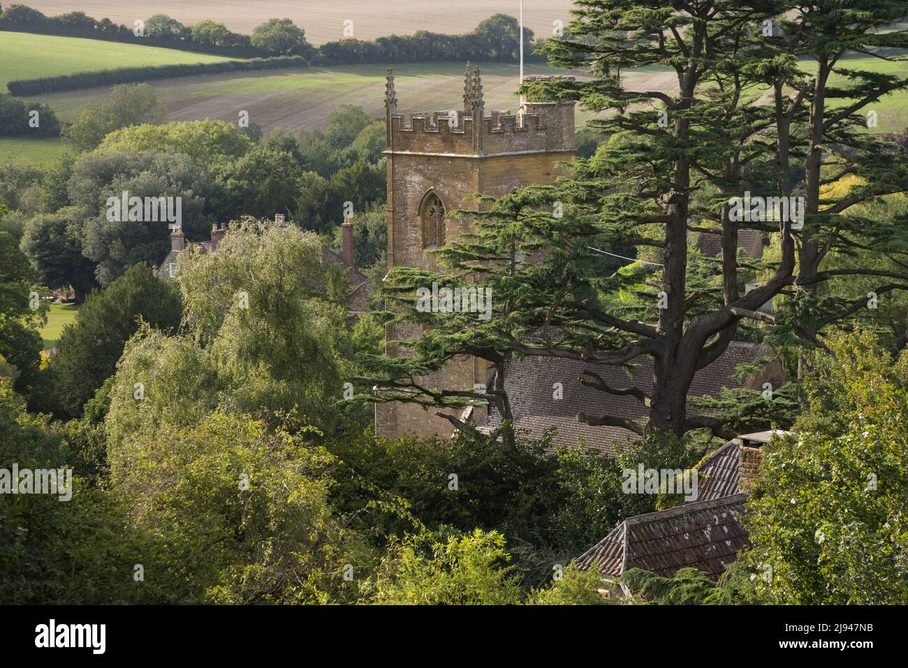 Corton Denham Church Tower, Somerset, England, Großbritannien Stockfoto