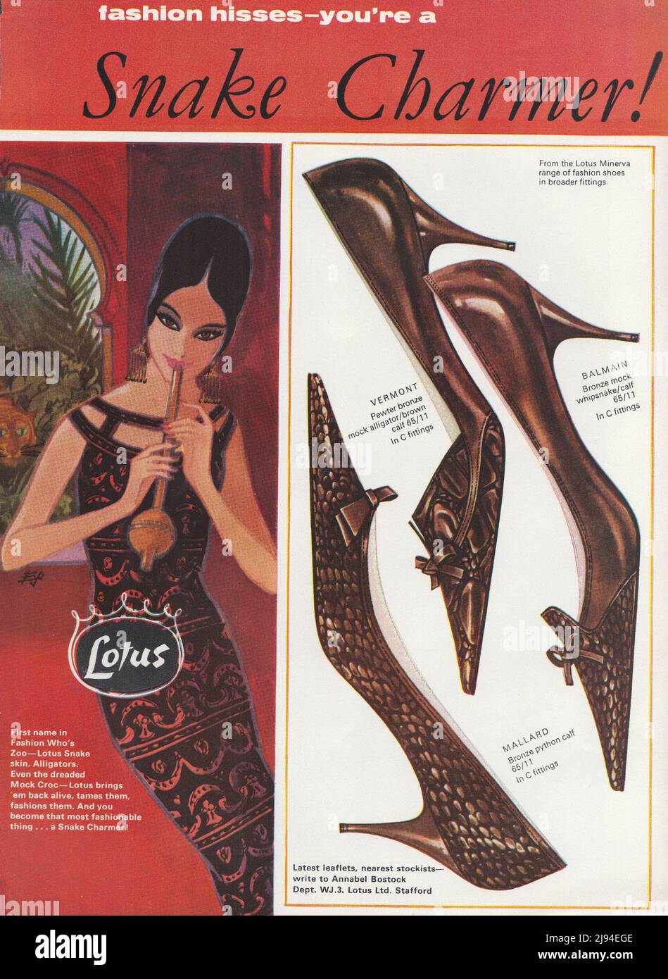 Werbung für Lotus Schuhe aus Vintage-Papier 1980s 1970s Stockfoto