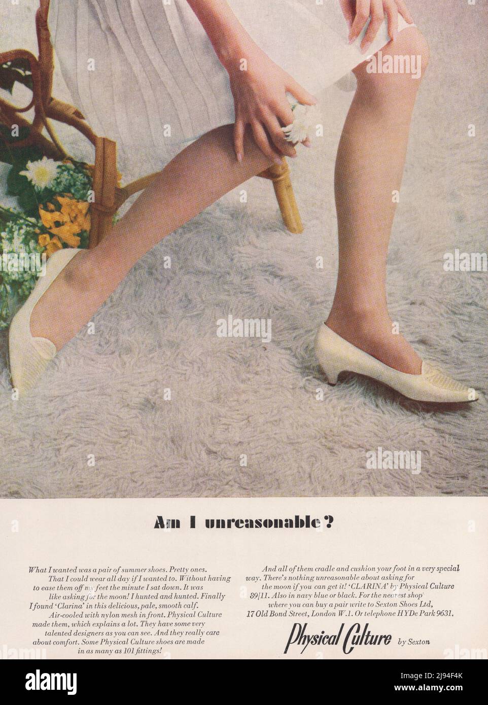 Physische Kultur von Sexton Shoes Werbespot aus Vintage-Papier 1980s 1970s Stockfoto