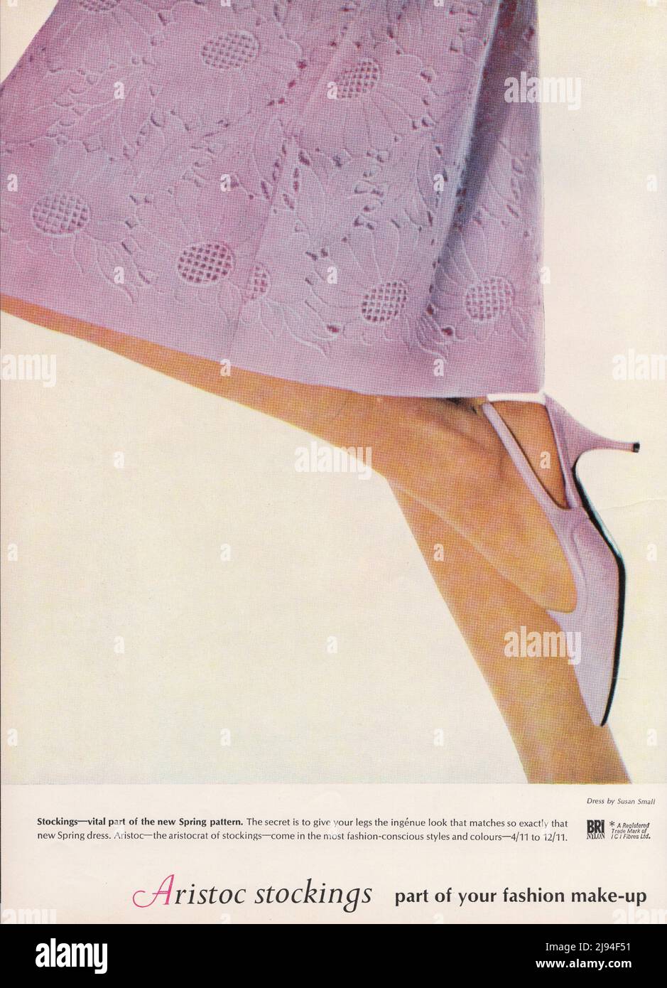 Aristoc Strümpfe Vintage-Papier Werbespot 1980s 1970s Stockfoto