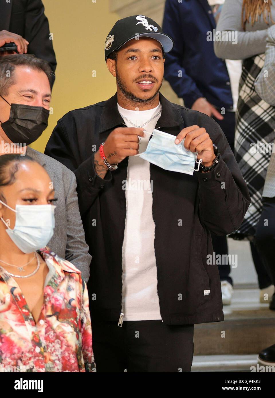 United Nations, New York, USA, 19. Mai 2022 - Bürgermeister Eric Adams zusammen mit C.J. Wallace und Freunde ehren heute im New Yorker Rathaus das lyrische Genie Christopher Notorious B.I.G Wallace zu seinem 50.. Geburtstag. Foto: Luiz Rampelotto/EuropaNewswire FOTOKREDIT ERFORDERLICH. Stockfoto