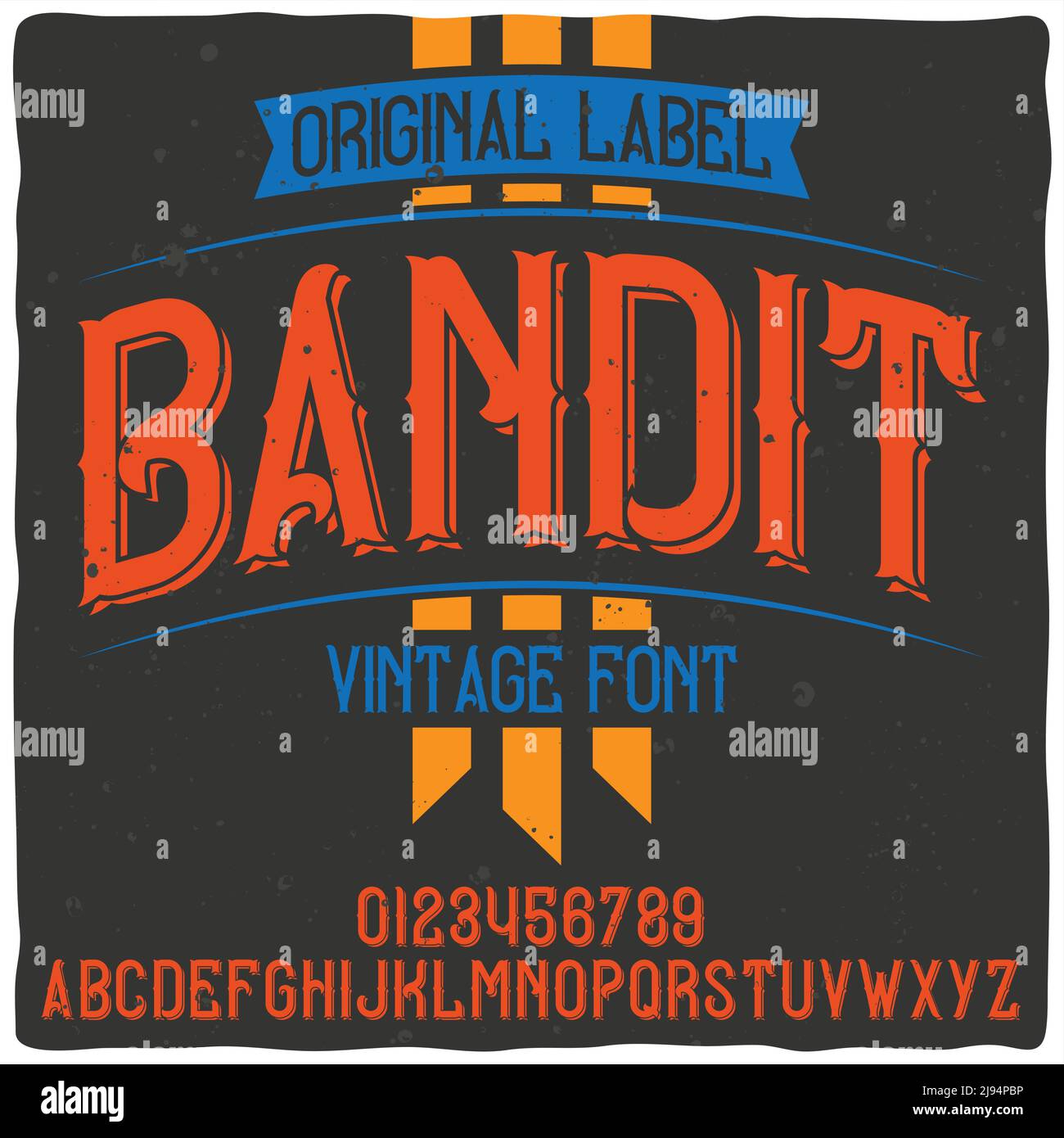 Original-Etikettenschrift mit dem Namen 'Bandit'. Gute handgefertigte Schrift für jedes Label-Design. Stock Vektor