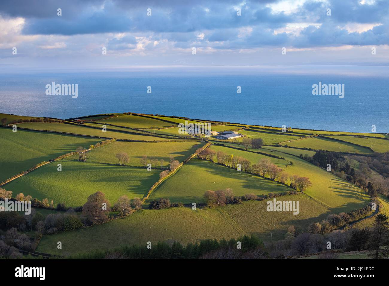Yarner Farm über dem Bristol Channel, Exmoor, Somerset, England, Großbritannien Stockfoto