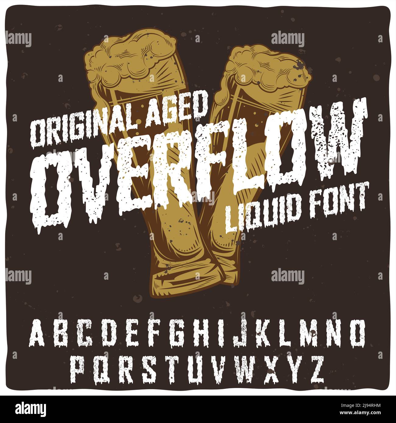 Ursprüngliche Beschriftung mit dem Namen „Overflow“. Gute handgefertigte Schrift für jedes Label-Design. Stock Vektor