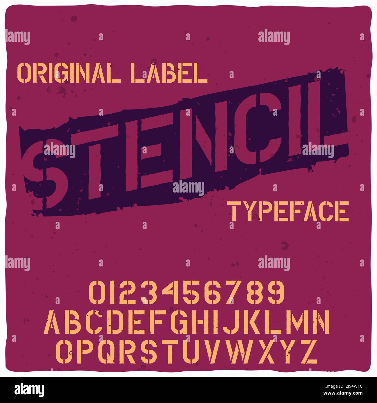 Original-Etikettschrift mit dem Namen 'Schablone'. Gute handgefertigte Schrift für jedes Label-Design. Stock Vektor