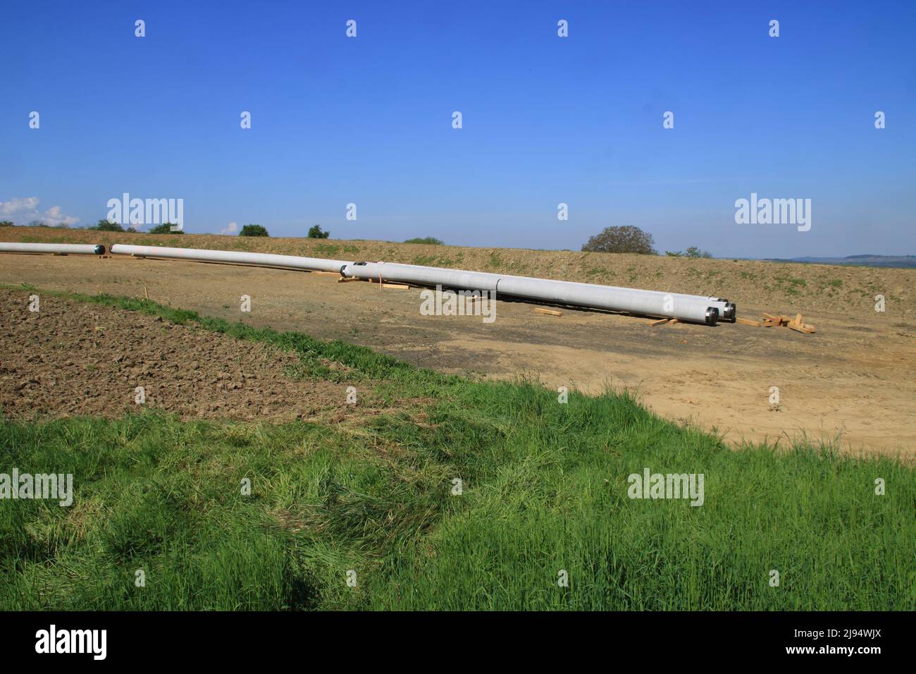 Verlegung leerer Rohre bei Vaihingen an der Enz Stockfoto