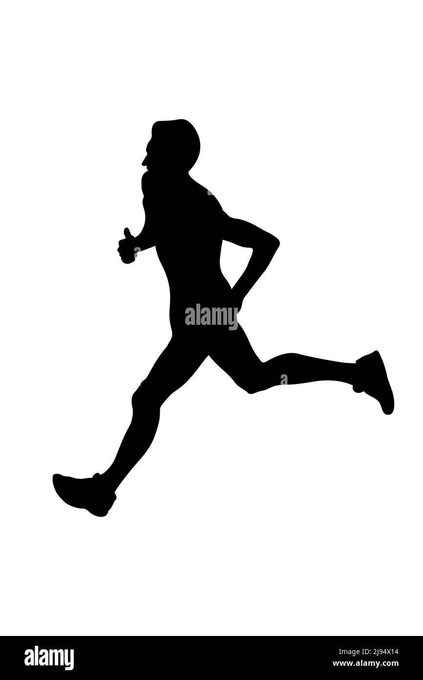 Männliche Läufer Rennen Rennen schwarze Silhouette Stockfoto
