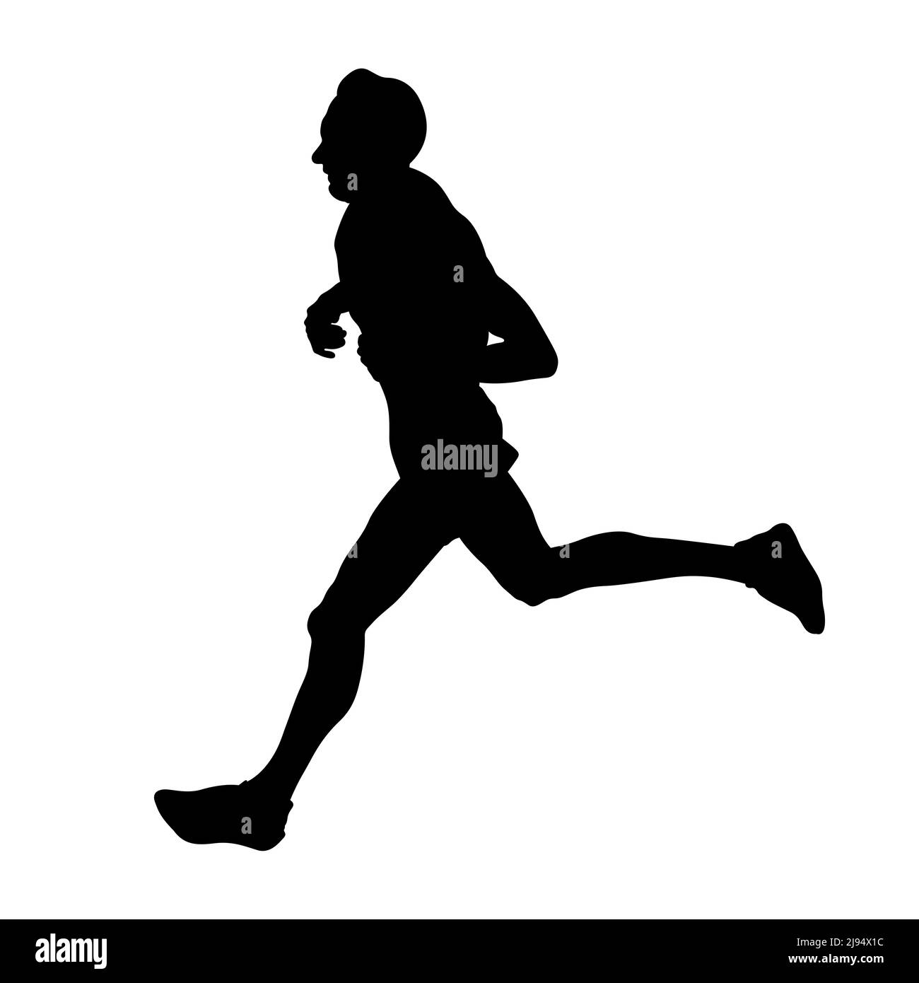 Männliche Athleten laufen Marathon schwarze Silhouette Stockfoto