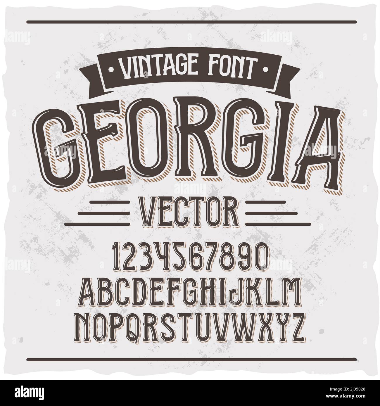 Original-Label-Schrift namens 'Georgia'. Gute handgefertigte Schrift für jedes Label-Design. Stock Vektor