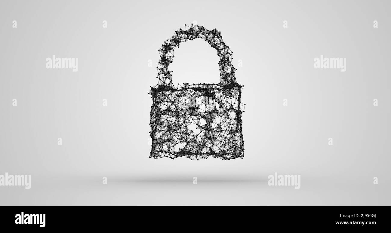 Konzeptionelles Bild von Cybersicherheit mit Vorhängeschloss Stockfoto