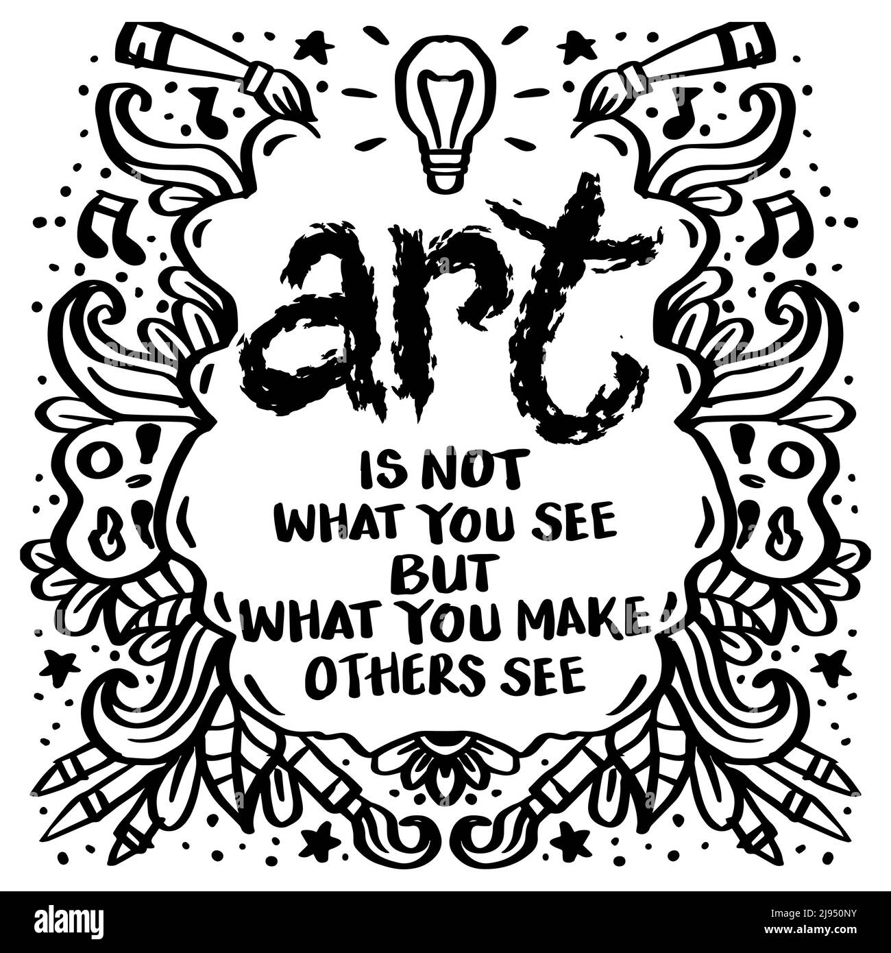 Kunst ist nicht das, was man sieht, sondern das, was man andere sehen lässt. Posterzitate. Stockfoto