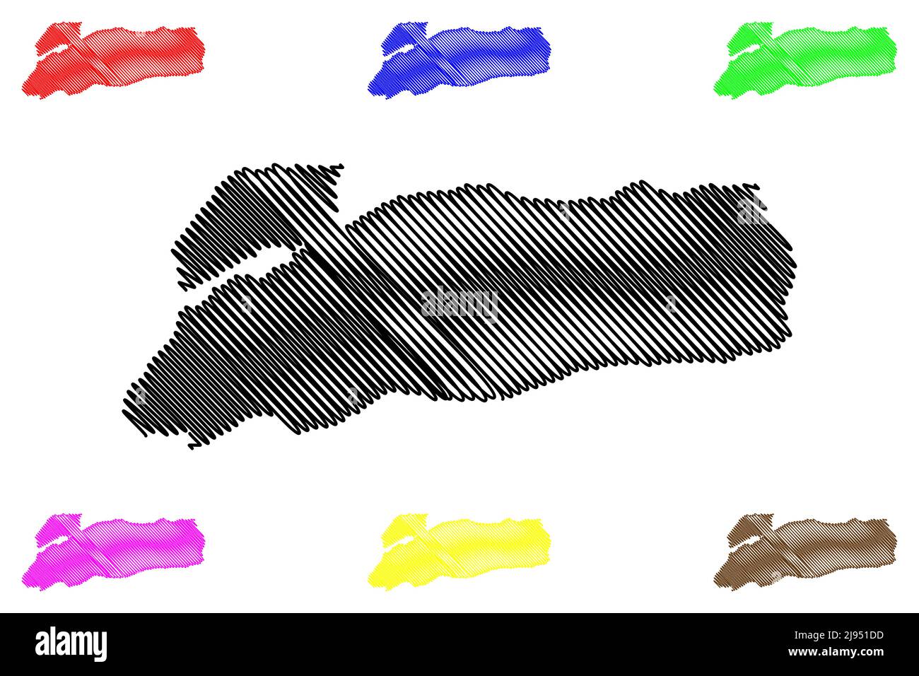 Alor Island (Republik Indonesien, Inselgruppe der Kleinen Sunda-Inseln) Karte Vektorgrafik, Skizze Pulau Alor Karte Stock Vektor
