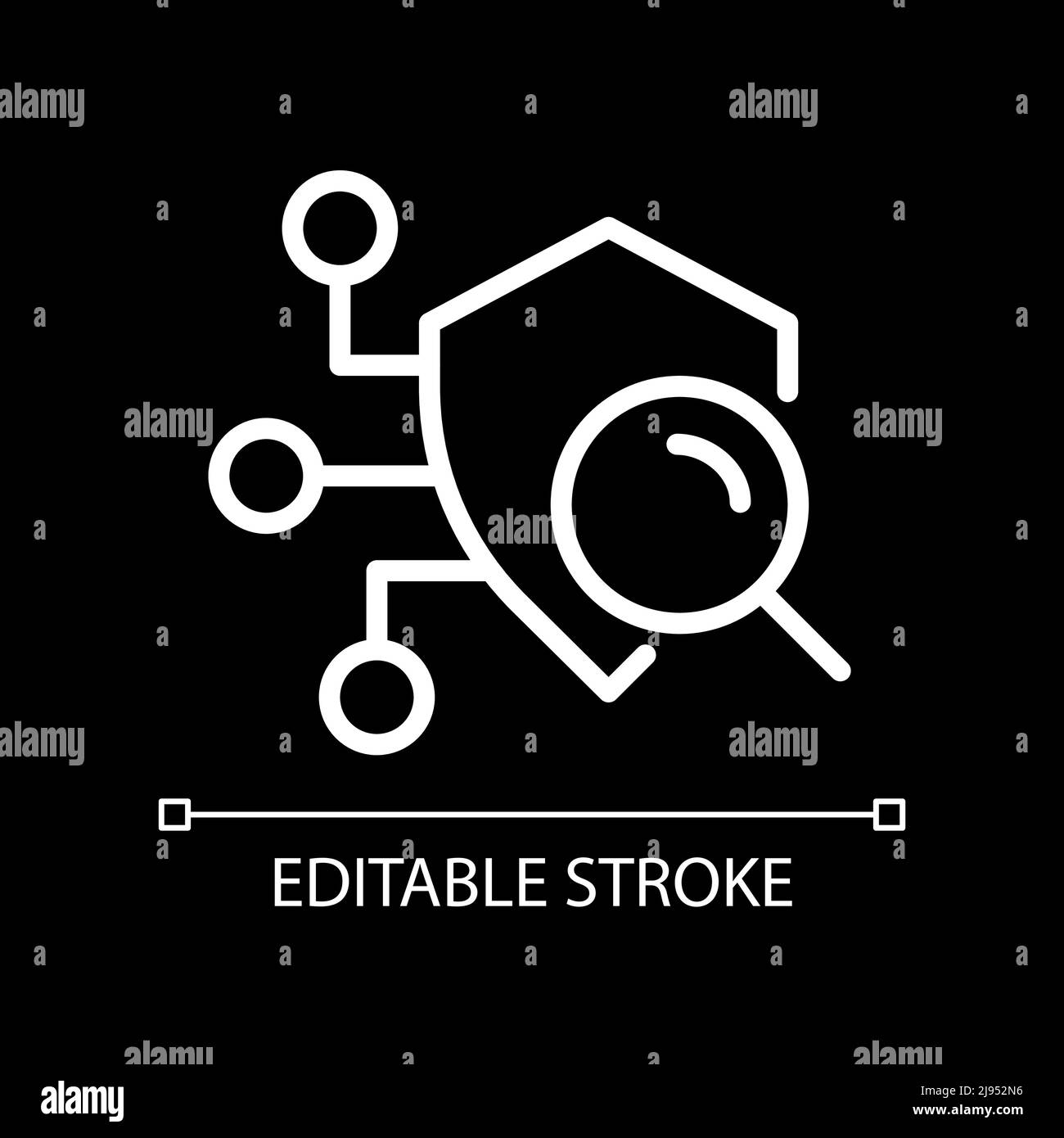 Sicherheits-Scan Pixel perfekte weiße lineare Symbol für dunkles Thema Stock Vektor