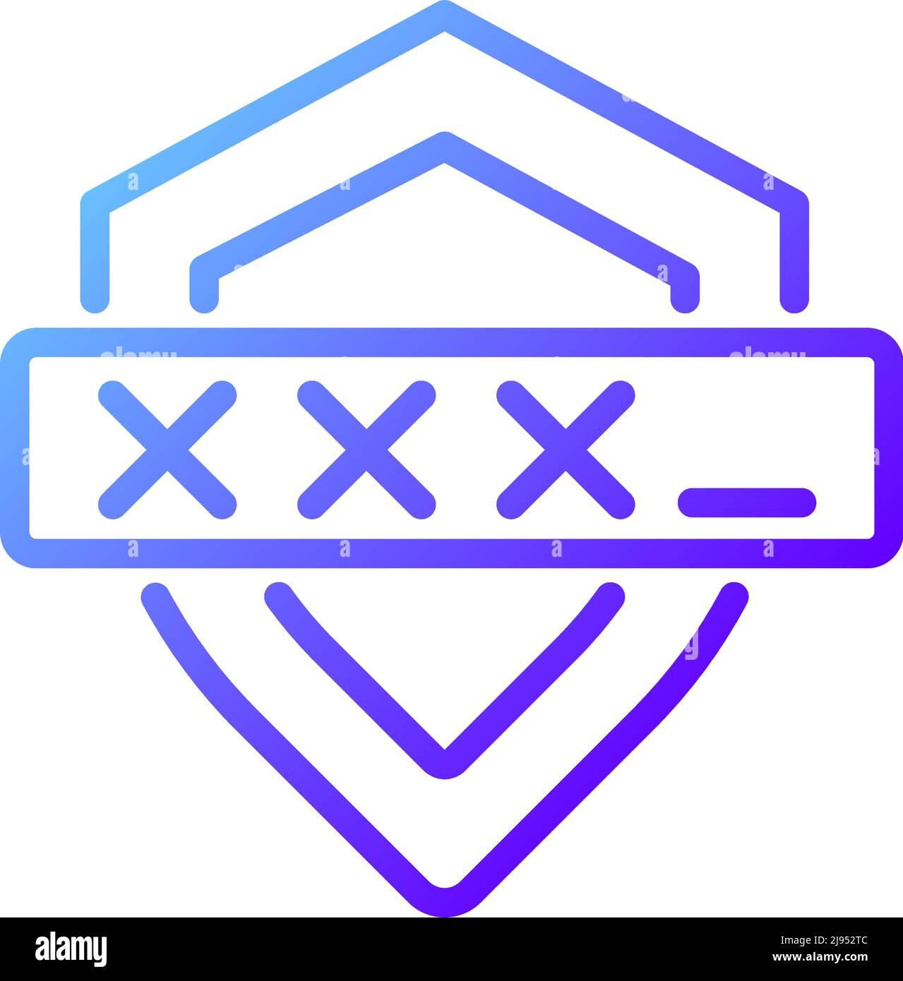 Starkes passwortpixelperfektes Gradientenlinearvektorsymbol Stock Vektor