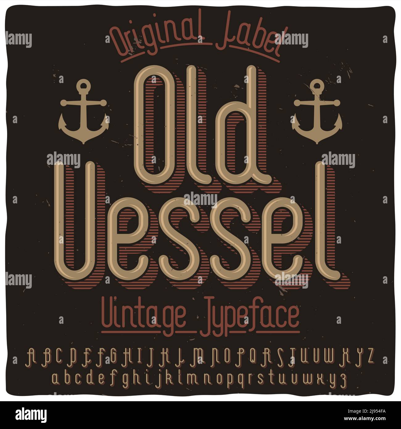 Original-Beschriftung mit dem Namen 'Old Vessel'. Gute handgefertigte Schrift für jedes Label-Design. Stock Vektor