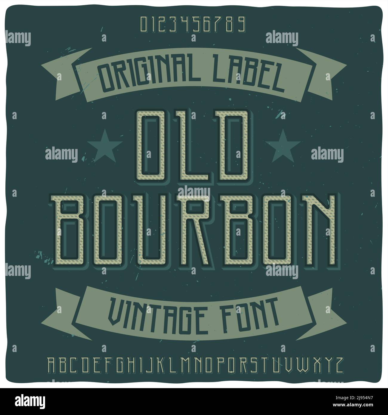 Original-Etikettenschrift mit dem Namen 'Old Bourbon'. Gute handgefertigte Schrift für jedes Label-Design. Stock Vektor