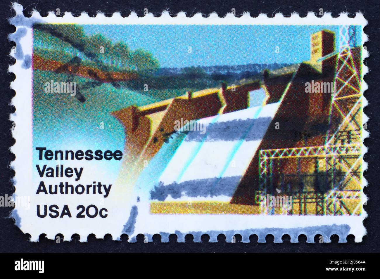 VEREINIGTE STAATEN von AMERIKA - UM 1983: Eine in den USA gedruckte Marke zeigt das Wasserkraftwerk, Tennessee Valley Authority, TVA, um 1983 Stockfoto