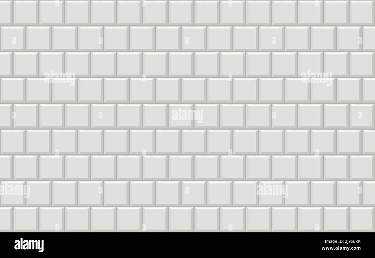 U-Bahn-Fliesen horizontal weiß Hintergrund U-Bahn-Backstein-Dekor nahtlose Muster für Küche, Bad oder im Freien Architektur Vektor Illustration Hochglanz b Stock Vektor