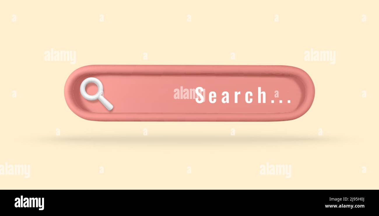 Realistisches design-Element mit 3D Suchbalken im Cartoon-Minimal-Stil auf hellem Hintergrund. Vektorgrafik. Stock Vektor