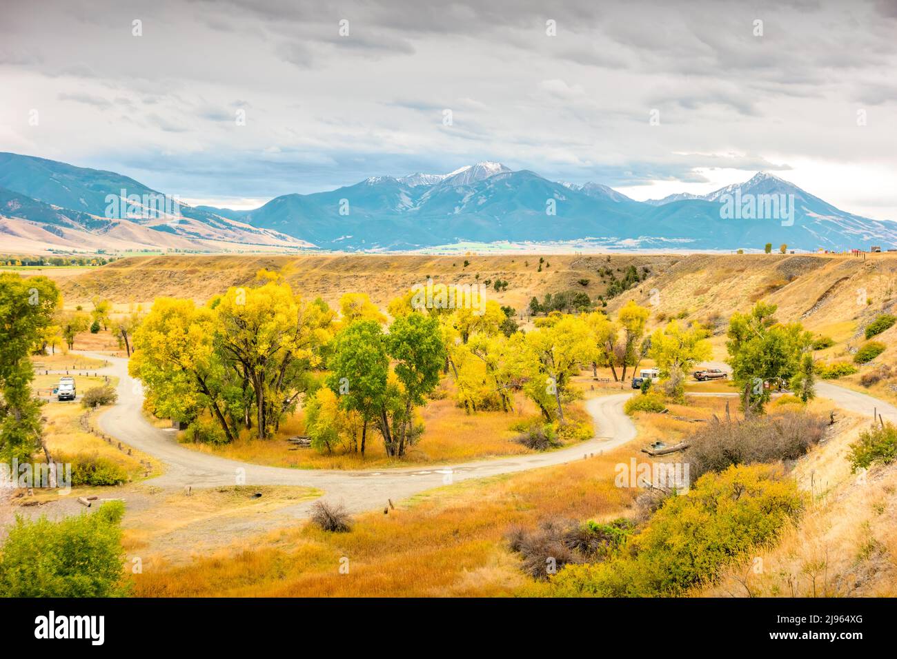 Paradise Valley und Yellowstone River in der Nähe von Livingston, Montana, USA Stockfoto