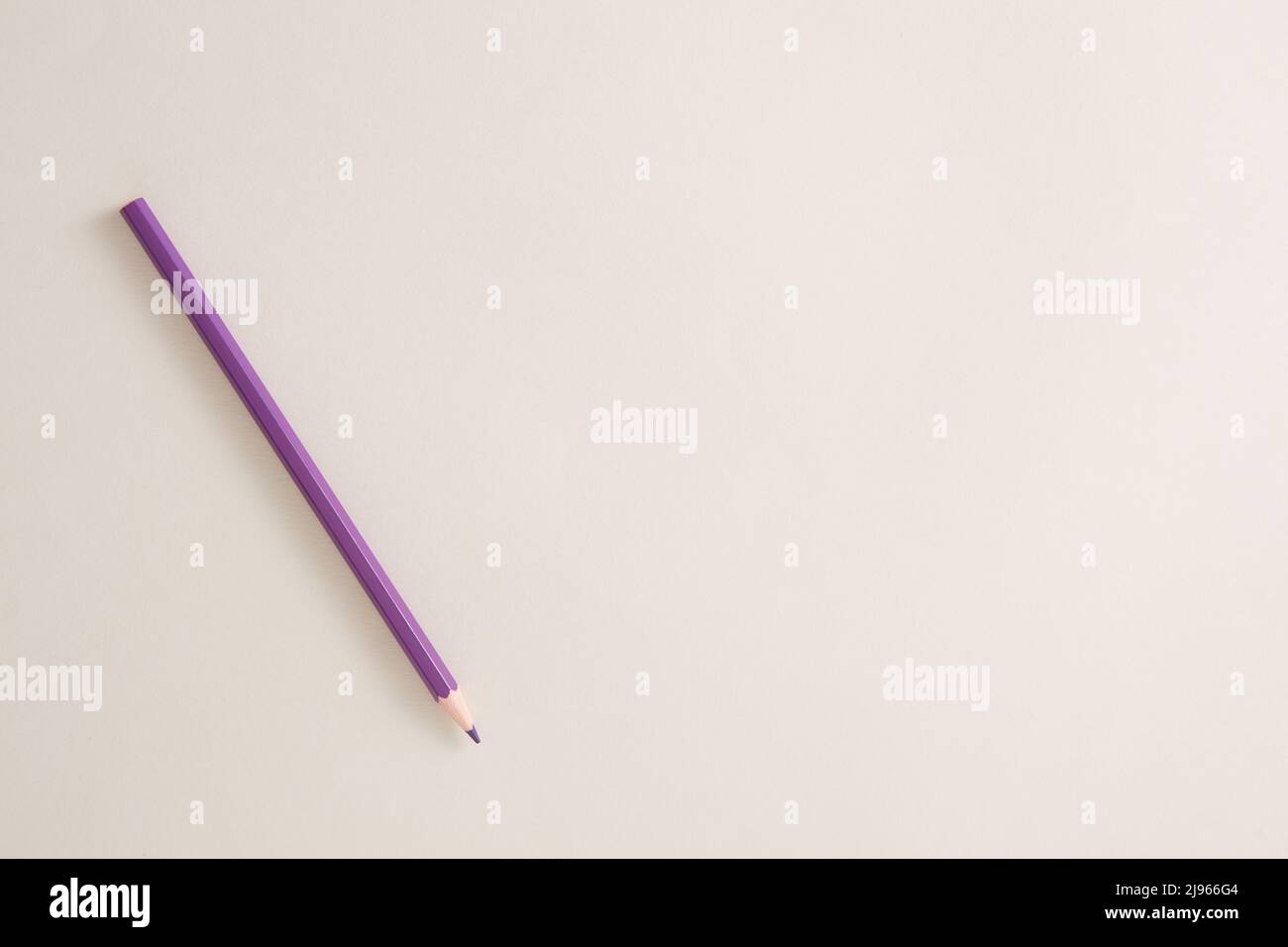 Isolierter Lila Bleistift mit weißem Hintergrund. Stockfoto