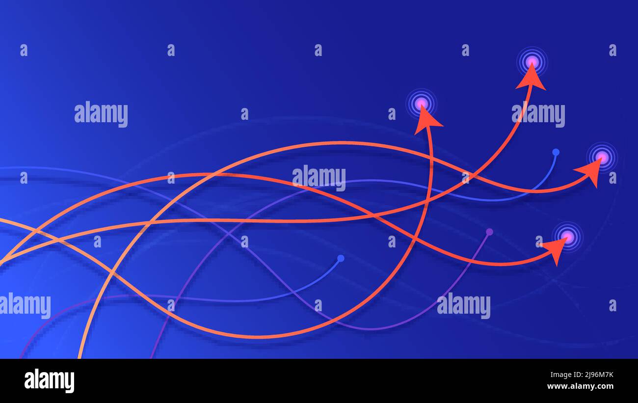 Pfeilbewegung Smooth Wave Lines Technologiekonzept auf blauem Hintergrund. Vektorgrafik Stock Vektor