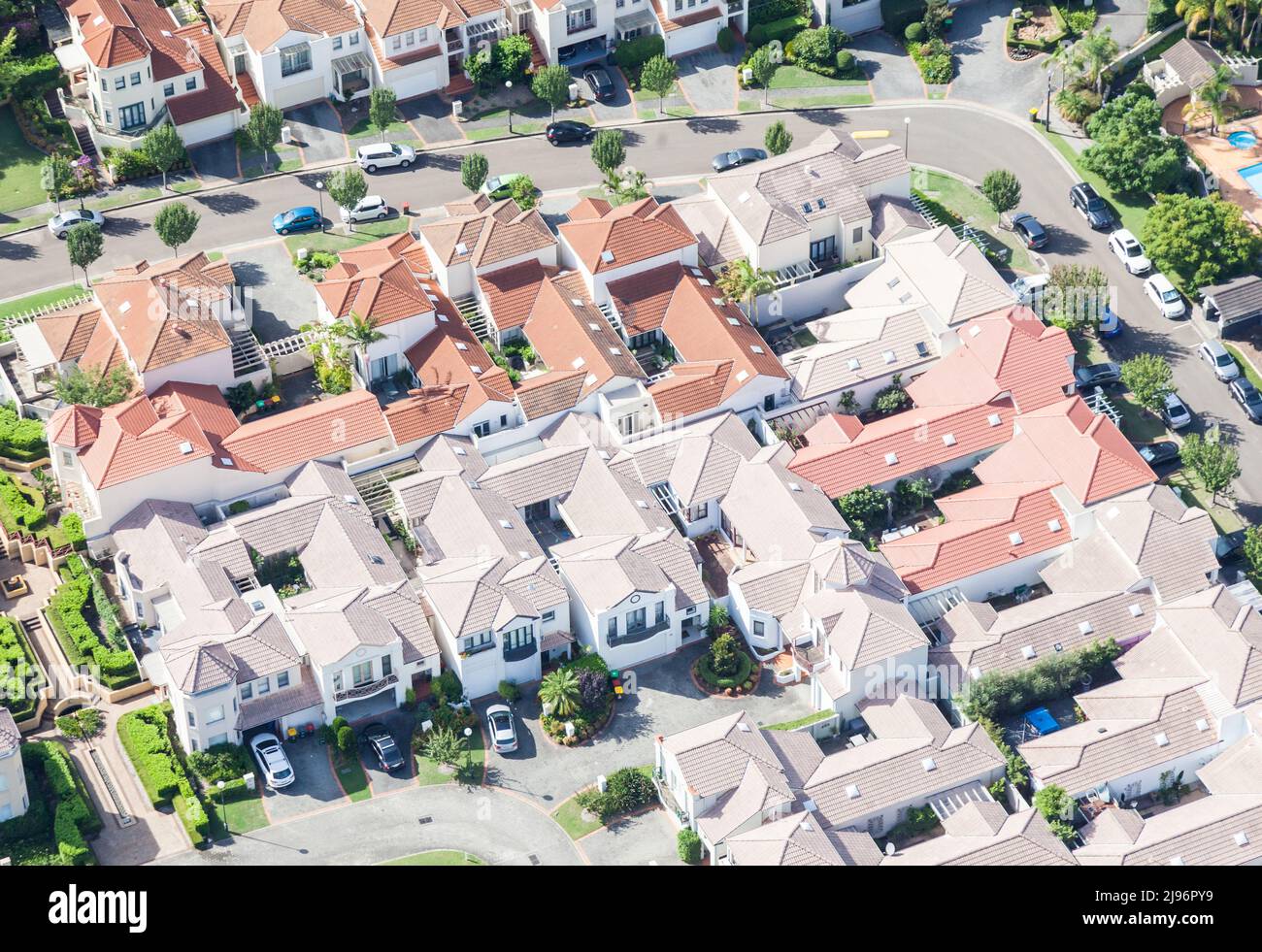 Luftaufnahme des Wohngebiets in Sydneys östlichen Vororten Stockfoto