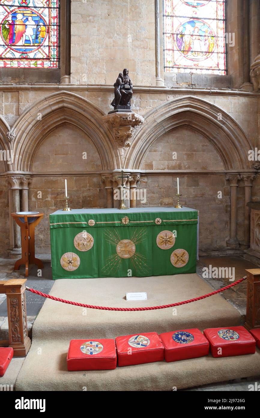 Altar in der Lincoln Cathedral, Lincoln, Großbritannien Stockfoto